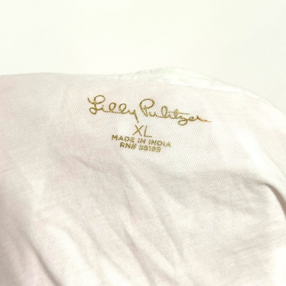 Lilly Pulitzer Idara Resort White Pink Pom Pon One Shoulder Top Ruffle XL - Picture 7 of 7